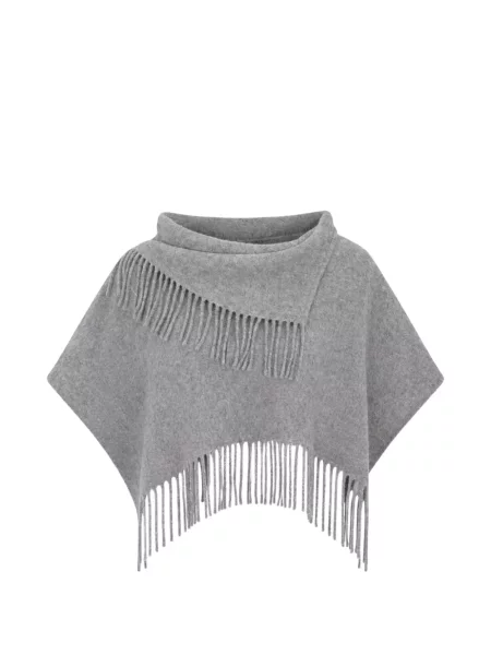 Poncho Liviana Conti cu franjuri asimetric gri