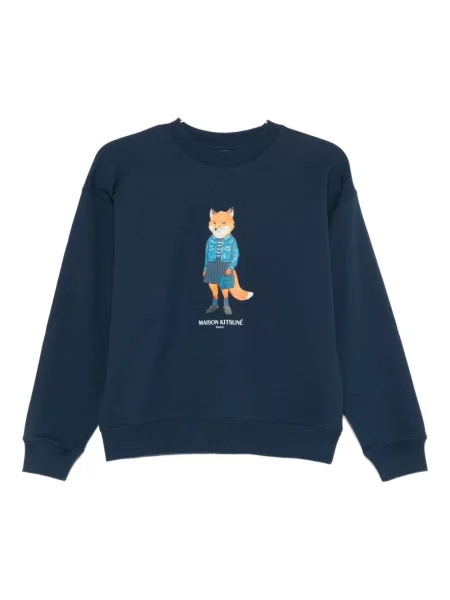 Hanorac Maison Kitsune cu imagine albastru