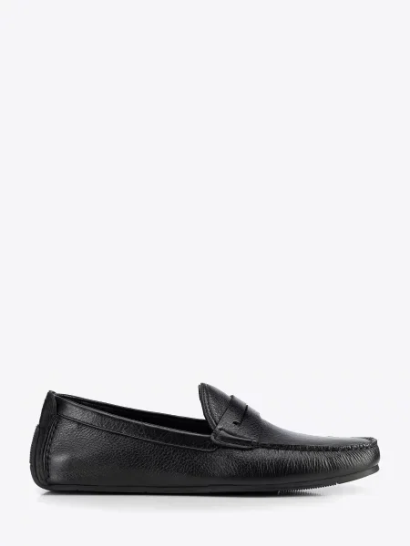 Półbuty slip-on ze skóry naturalnej czarne