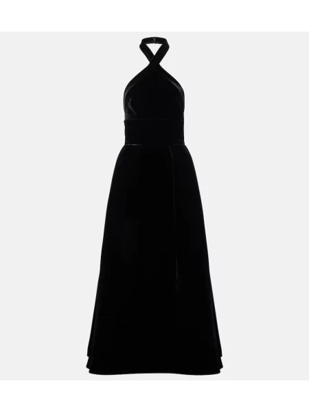 Rochie Elie Saab de catifea cu gât halter negru
