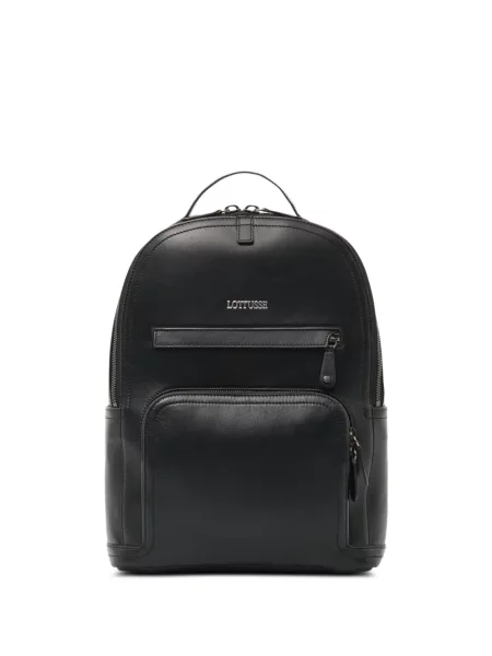 Rucsac Lottusse din piele cu autograf negru