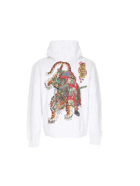 Bluza z kapturem Dolly Noire z kapturem w tygrysie prążki biała