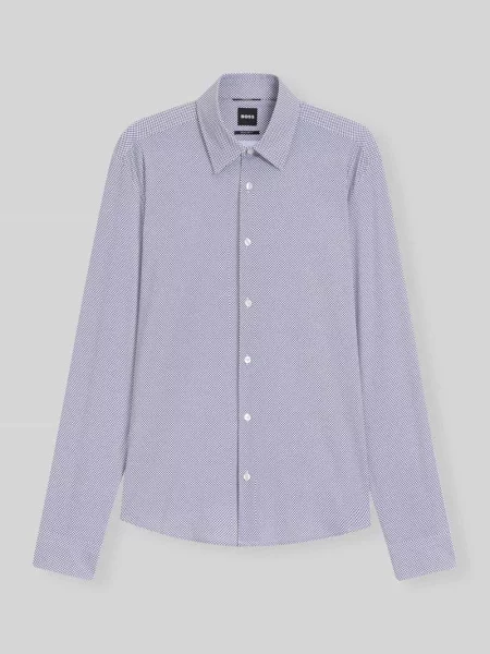 Koszule biznesowe o kroju regular fit z elastycznej dzianiny jersey Boss niebieska