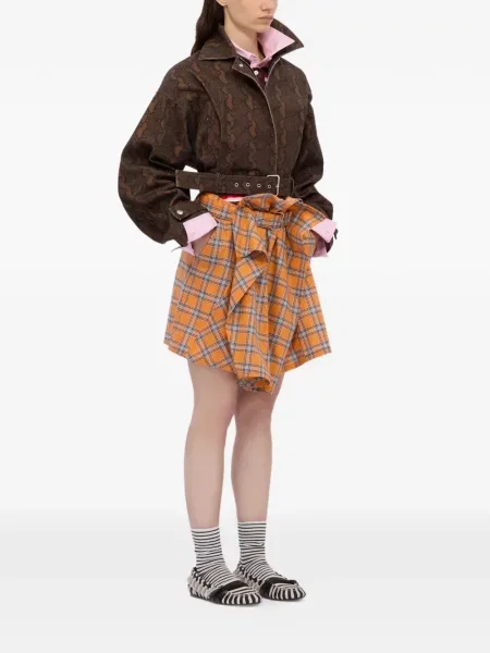 Fusta mini Msgm în carouri portocaliu