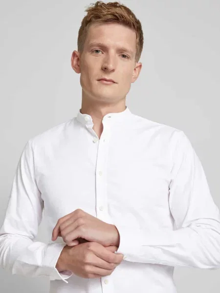 Koszula casualowa o kroju slim fit ze stójką model ‘Oxford’ Lindbergh biała