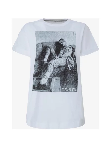 Koszulka Pepe Jeans Hant krótki rękaw szaro-czarna XS biała