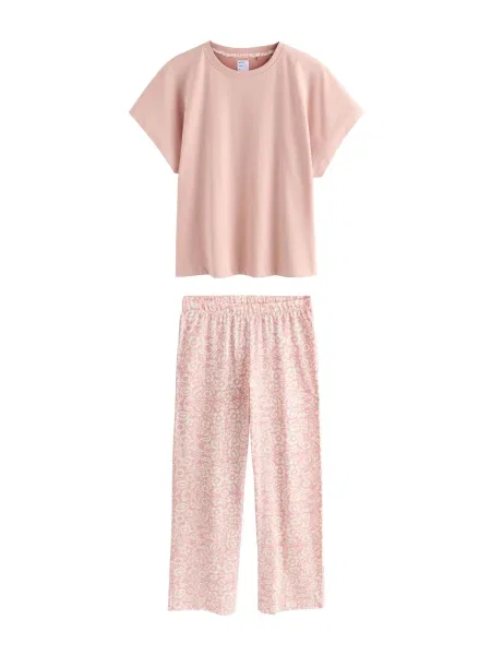 Next Pijama rosé / lână alb