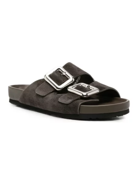 Klapki Sergio Moretti na koturnie brązowe