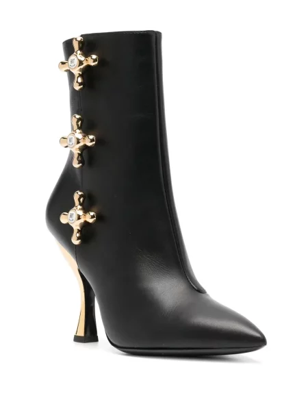 Kožené kotníkové boty Moschino černé