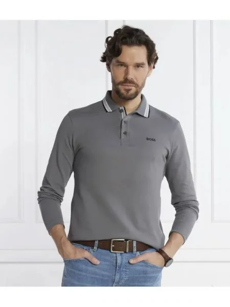 BOSS GREEN Polo Plisy gri