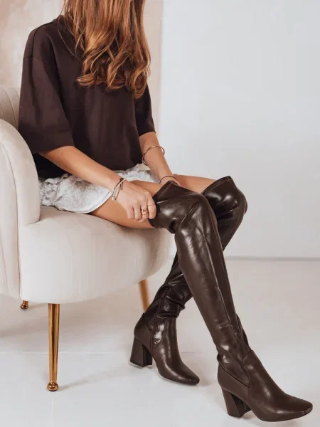 Cizme peste genunchi Dstreet cu toc înalt