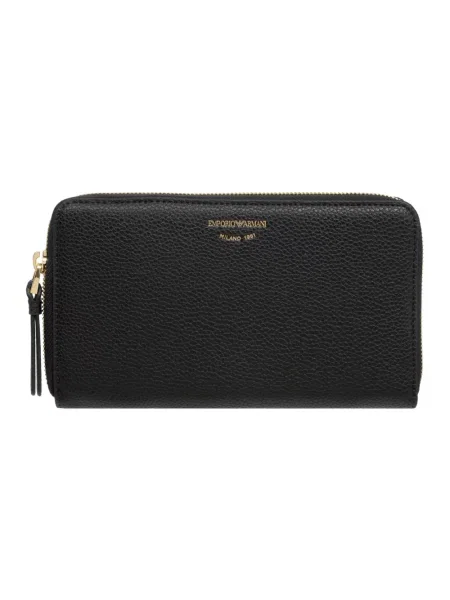 Portfel Emporio Armani skórzany z logo czarny