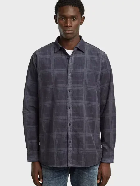 Картата сорочка G-star Raw синя