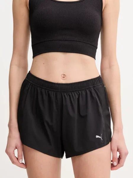 Puma pantaloni scurți de alergare Velocity negru cu imprimeu medium waist alb