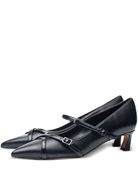 Czółenka Poche Paris na sprzączkę na ramiączkach czarna