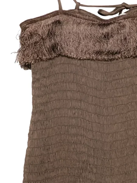 Rochie mini By Malene Birger cu franjuri de costum maro