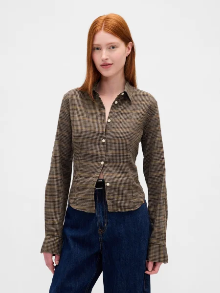 Koszula Gap flanelowa o krotszym kroju niebieska