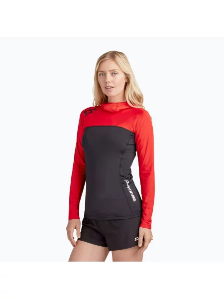 Plavecké tričko Dakine Hd Snug Fit Rashguard Hoodie black and red černé