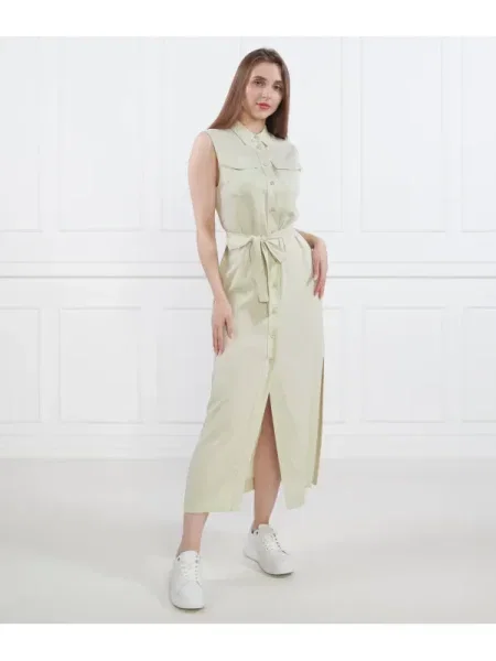 Calvin Klein Rochie cu cordon TENCEL SLEEVELESS SHIRT DRESS | cu adaos de in verde
