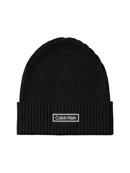 Calvin Klein Căciulă Patch Chunky Rib Cotton Beanie negru