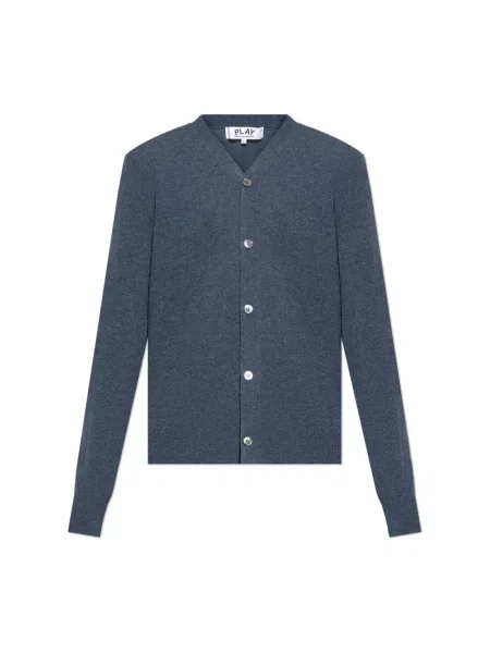 Kardigan Comme Des Garcons Play wełniany z logo niebieski