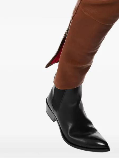 Pantaloni Tom Ford din piele cu cataramă maro