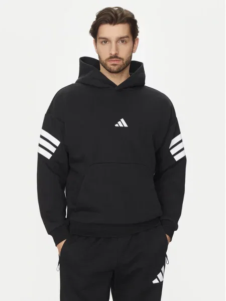 Prugasti džemper Adidas Sportswear sa dugačkim rukavima crna