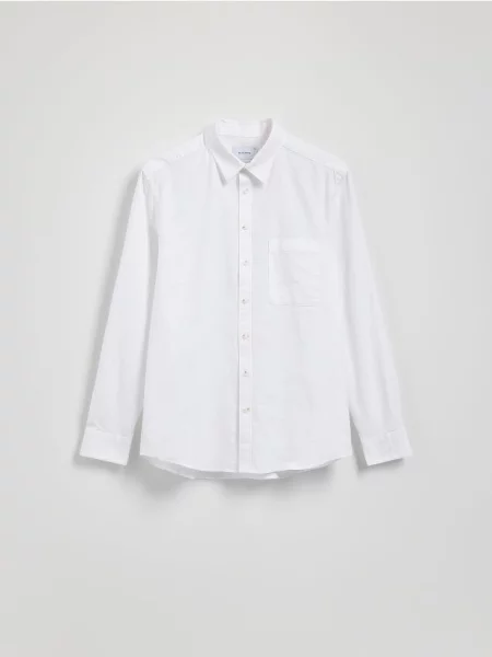 Reserved Cămașă regular cu adaos de in alb