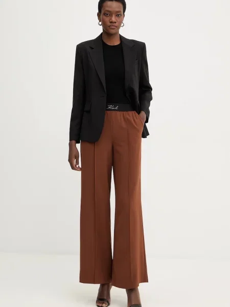 Karl Lagerfeld spodnie proste high waist brązowy