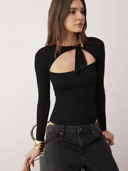Trendyol Košeľové body čierna