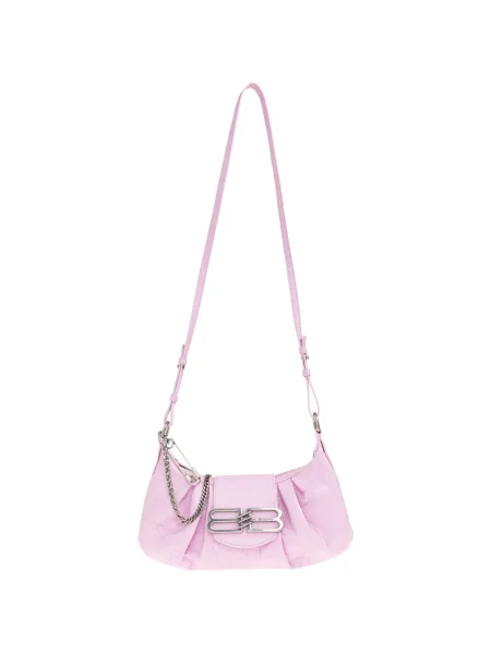 Geantă shopper Balenciaga din piele cu volane roz