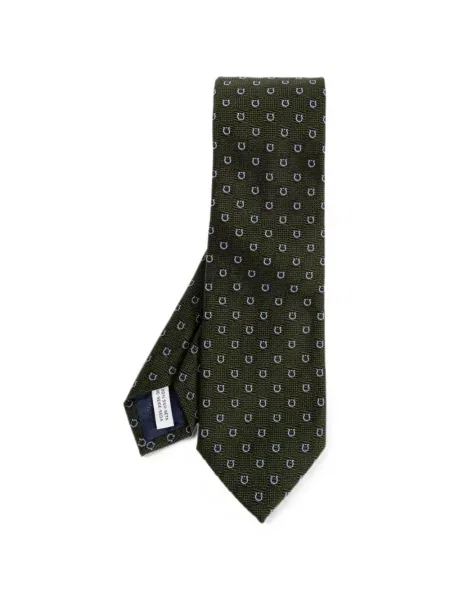 Cravată Ferragamo de mătase verde