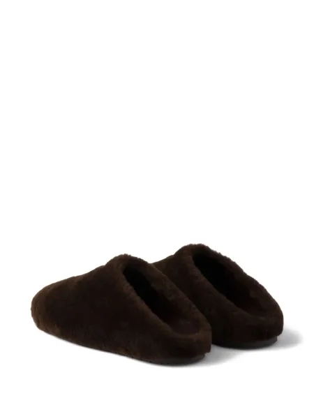 Papuci tip mules Prada din piele de căprioară maro