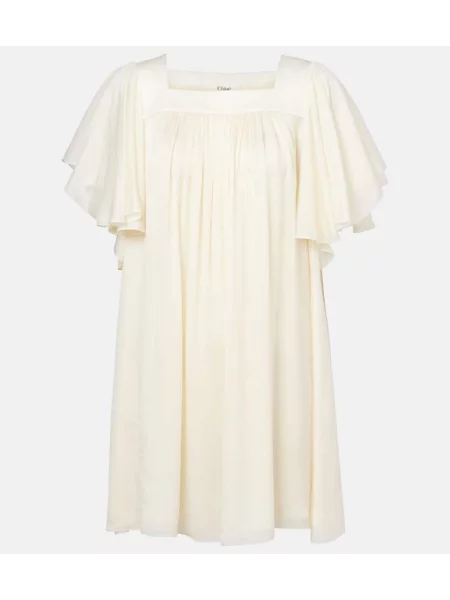 Rochie Chloé de mătase alb
