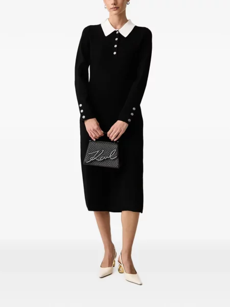 Gulerat rochie midi Karl Lagerfeld cu autograf negru