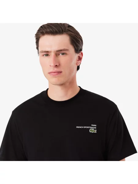 Lacoste T-Shirt Z Dżerseju Z Motywem Nadruku czarny