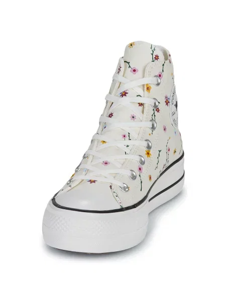 Retro tenisky Converse Chuck Taylor All Star s výšivkou na platformě bílé