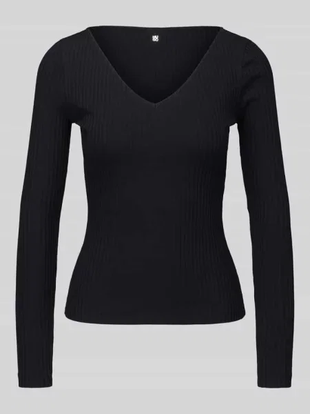 Bluzka z długim rękawem o kroju slim fit z mieszanki bawełny model Dumille' Hugo czarna