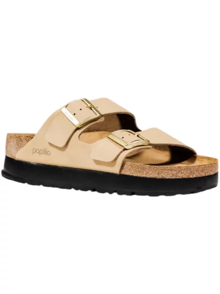 Sandály Birkenstock na platformě béžové