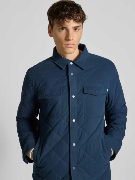 Kurtka koszulowa o kroju regular fit z mieszanki bawełny model ‘QUILTED WORKSHIRT’ Pepe Jeans granatowa
