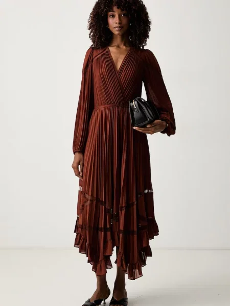 Twinset rochie plisată maro