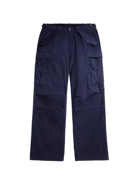 Pantaloni Polo Ralph Lauren cu broderie de mătase în carouri albastru
