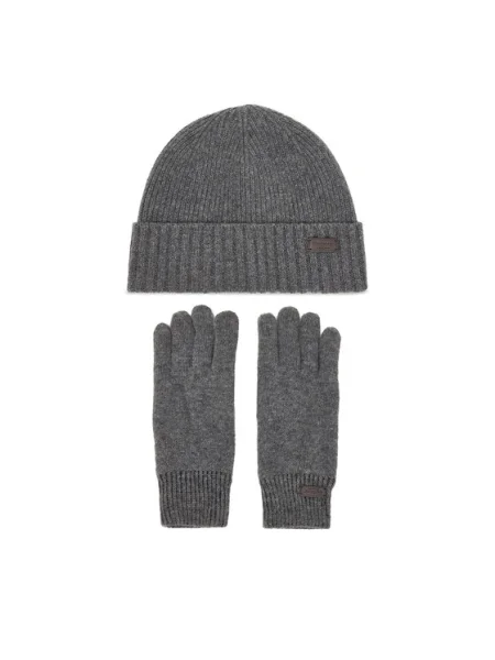 Barbour Súprava čiapka a rukavice Carlton sivá