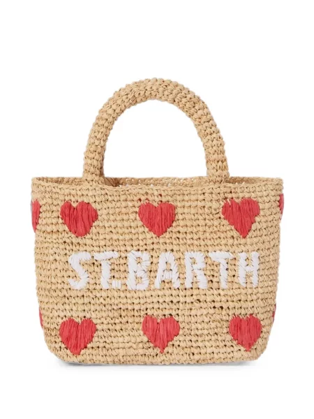 Geantă de plajă Mc2 Saint Barth cu broderie cu motiv cu inimi