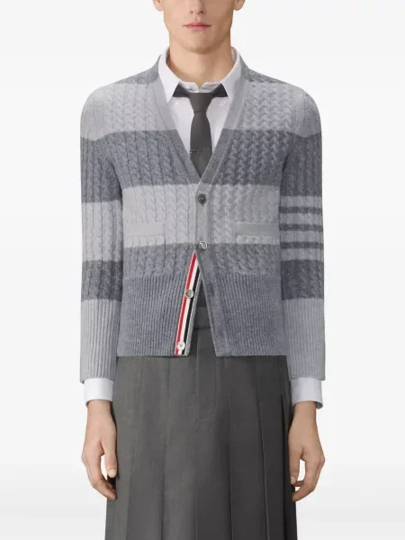 Cardigan Thom Browne cu dungi gri