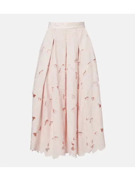 Fusta plisata Erdem cu model floral plisată până la genunchi roz