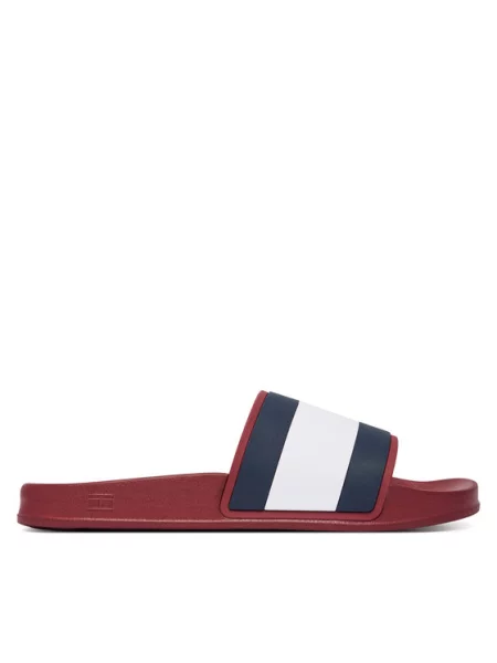 Tommy Hilfiger Natikači Core Hilfiger Flag Pool Slide Bordo rdeča