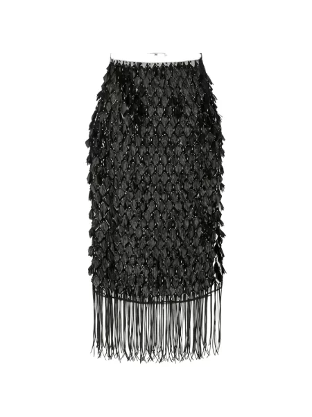 Fustă midi Elisabetta Franchi cu broderie până la genunchi negru