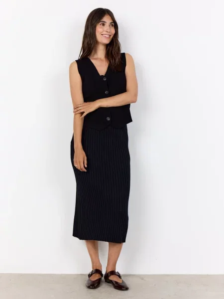 Soyaconcept® spódnica midi SC-Kanita Kobiety Prążki jednolity S czarny