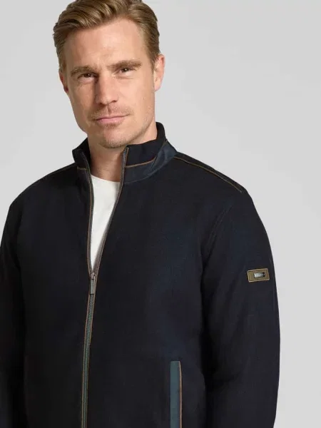Bluza rozpinana z detalami z logo Bugatti granatowa